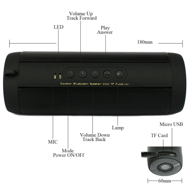 con microfono e LED integrati e gancio per appenderlo, supporta chiamate in vivavoce e scheda TF, distanza Bluetooth: 10 m