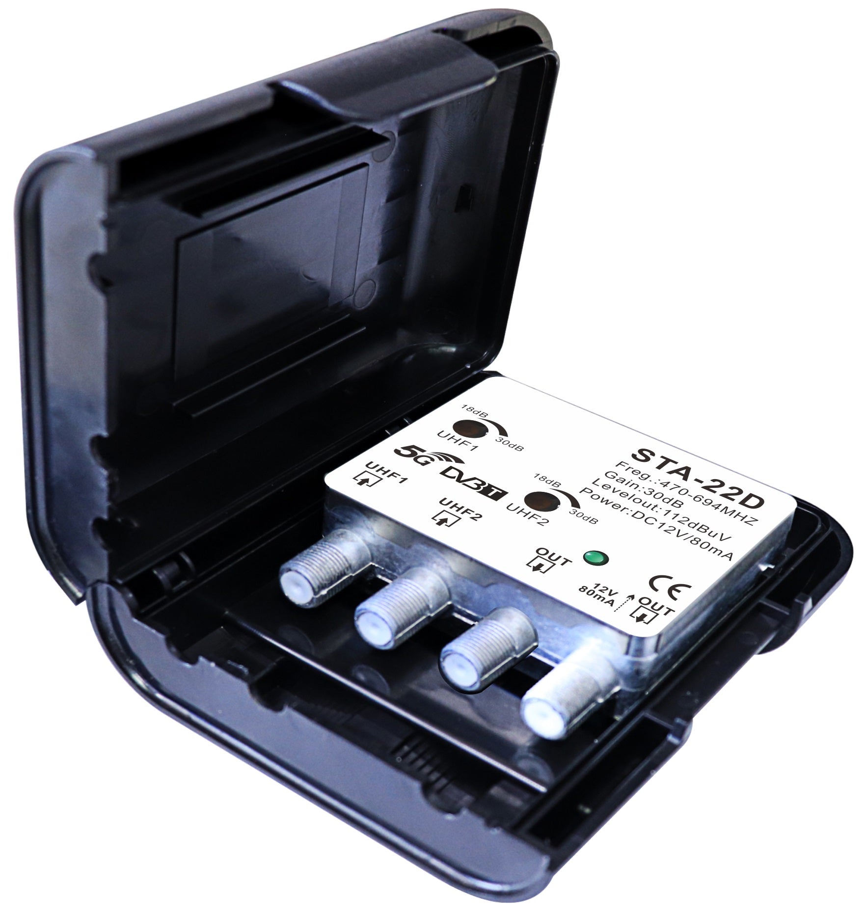 Amplificatore da palo STA-22D 20dB 2 ingressi UHF 2 uscite STA-22D 8055598010223 MT110