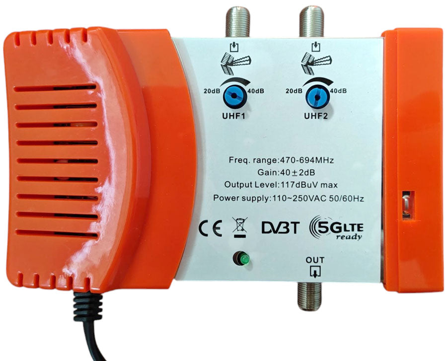 Centralina per antenna TV 2 ingressi UHF regolabili 8053323555193 MT195