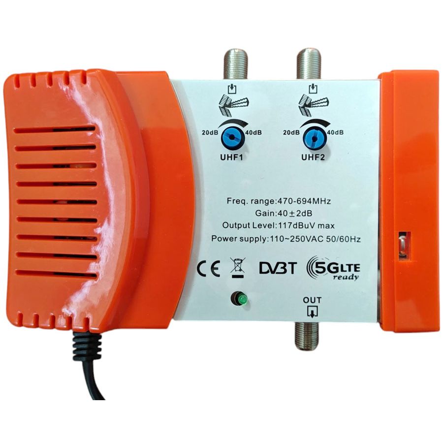 Kit antenna TV DVB-T2 con 2 antenne UHF e centralina KITSAT100