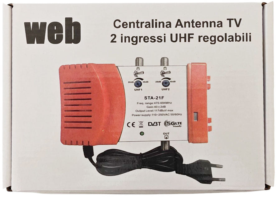Centralina per antenna TV 2 ingressi UHF regolabili 8053323555193 MT195