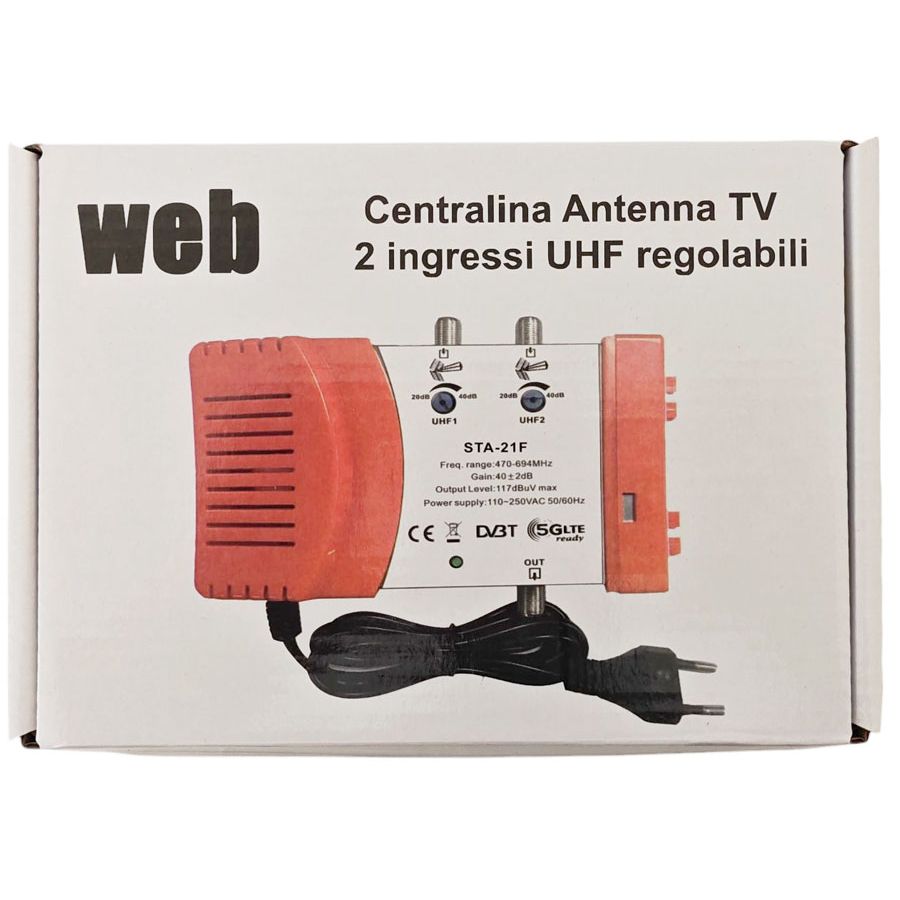 Kit antenna TV DVB-T2 con 2 antenne UHF e centralina KITSAT100