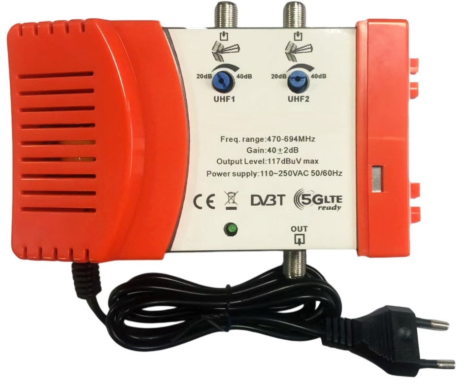 Centralina per antenna TV 2 ingressi UHF regolabili 8053323555193 MT195