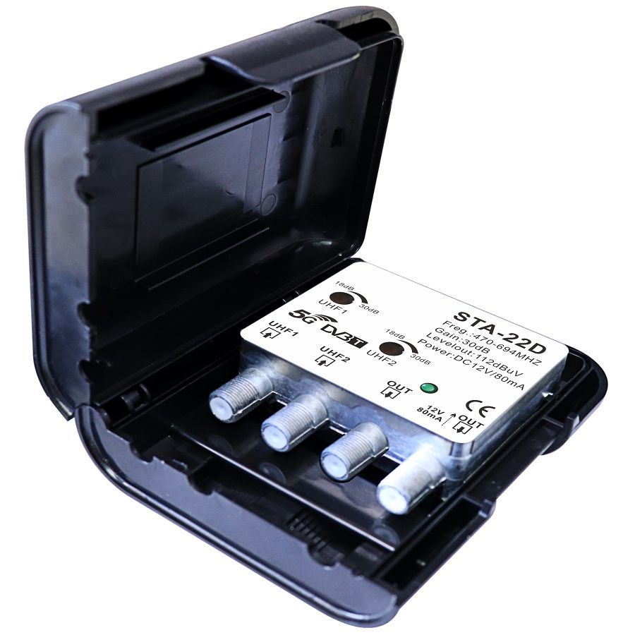 Kit antenna TV DVB-T2 con amplificatore e alimentatore 12V 8055598010223 STA-22D 8053323551935 U-20E MT200 MT999