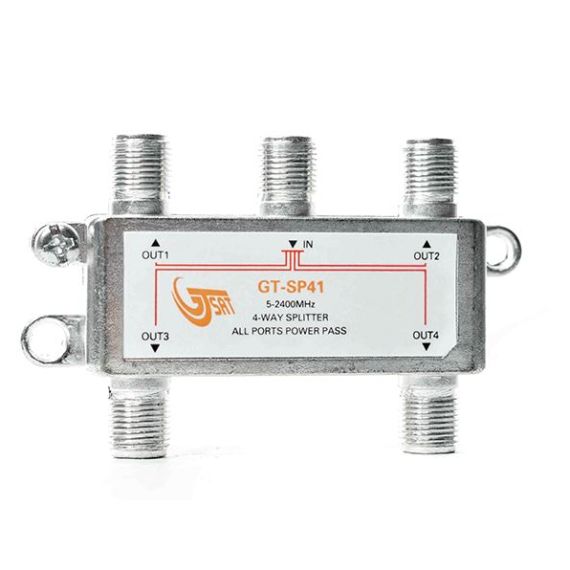 Splitter a 4 vie 5-2400MHz con connettori F in linea GT-SAT