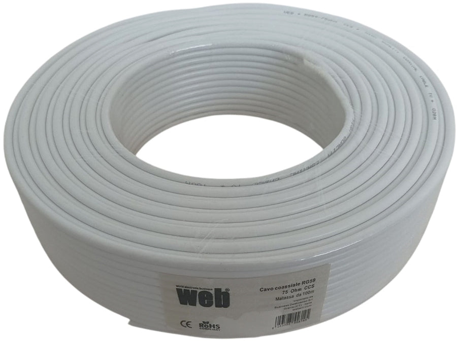Cavo coassiale schermato RG59 75 ohm CCS matassa da 100m 8053323556145 MT448