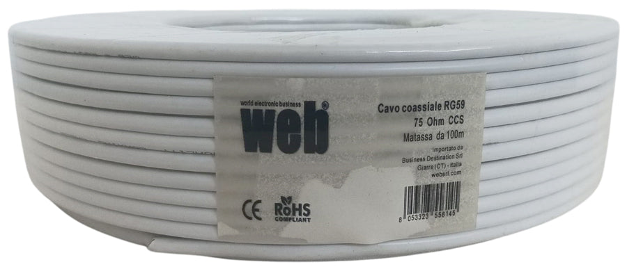 Cavo coassiale schermato RG59 75 ohm CCS matassa da 100m 8053323556145 MT448