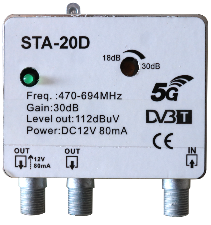 Amplificatore da palo 1 ingresso UHF - 2 uscite STA-20D