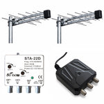 Kit antenna TV DVB-T2 con amplificatore e alimentatore 12V 8055598010223 STA-22D 8053323551935 U-20E MT200 MT999