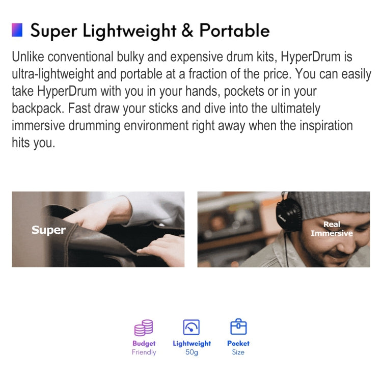 Kit di batteria virtuale somatosensoriale Hyperdrum Strumento musicale portatile intelligente, Hyperdrum Somatosensory Virtual Drum