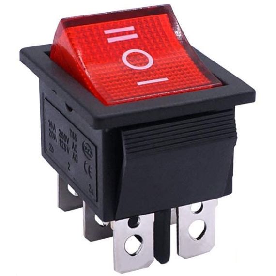 Interruttore a bilanciere DPDT ON/OFF/ON 6 Pin 3 Posizioni 6A 250V 10A 125V con luce LED