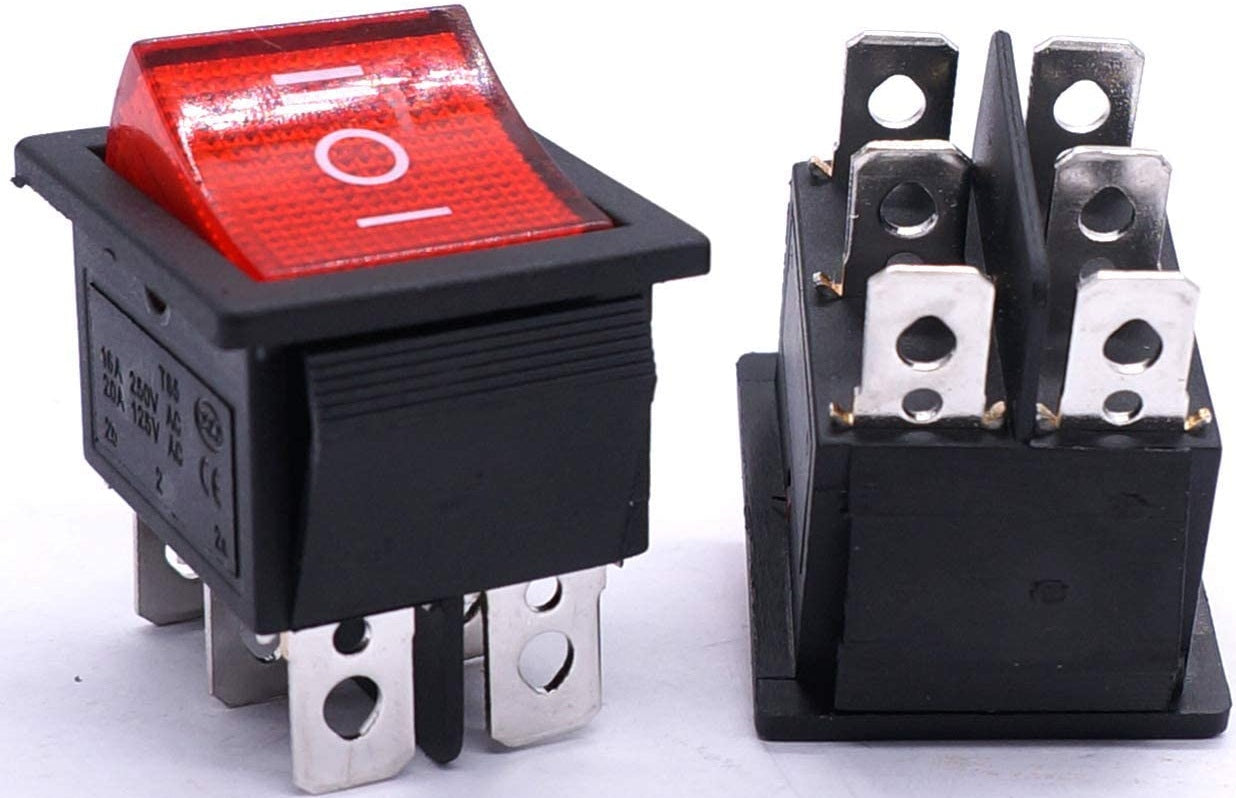 Interruttore a bilanciere DPDT ON/OFF/ON 6 Pin 3 Posizioni 6A 250V 10A 125V con luce LED N457