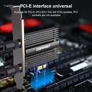 COMFAST CF-AX181 PRO 3000Mbps Tri-band + Bluetooth 5.2 Scheda di rete wireless WiFi6E PCI-E con dissipatore di calore, CF-AX181 PRO