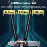 COMFAST CF-AX181 PRO 3000Mbps Tri-band + Bluetooth 5.2 Scheda di rete wireless WiFi6E PCI-E con dissipatore di calore, CF-AX181 PRO