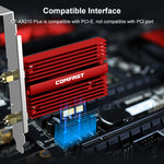 COMFAST CF-AX210 PLUS 5374Mbps Tri-band + Bluetooth 5.2 Scheda di rete Wireless WiFi6E PCI-E, CF-AX210 PLUS