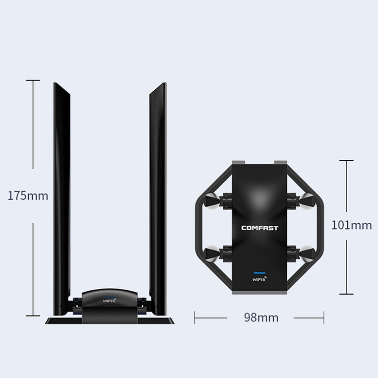 COMFAST CF-966AX Adattatore WiFi 6 wireless ad alta potenza Dual Band 1800Mbps USB3.0 a guida libera, CF-966AX