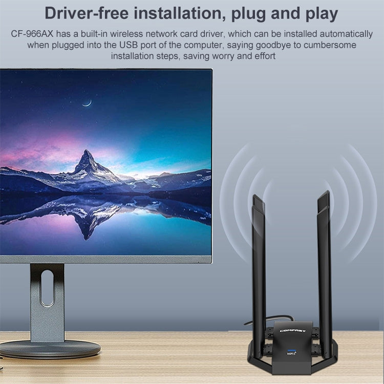 COMFAST CF-966AX Adattatore WiFi 6 wireless ad alta potenza Dual Band 1800Mbps USB3.0 a guida libera, CF-966AX