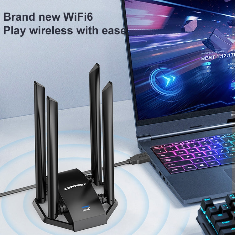 COMFAST CF-966AX Adattatore WiFi 6 wireless ad alta potenza Dual Band 1800Mbps USB3.0 a guida libera, CF-966AX