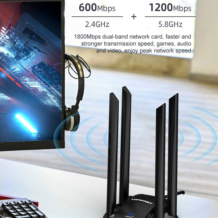 COMFAST CF-966AX Adattatore WiFi 6 wireless ad alta potenza Dual Band 1800Mbps USB3.0 a guida libera, CF-966AX