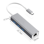 HUB convertitore adattatore da USB-C/Tipo-C a Fast Ethernet RJ45 e 3 x USB 3.0, Fast Ethernet