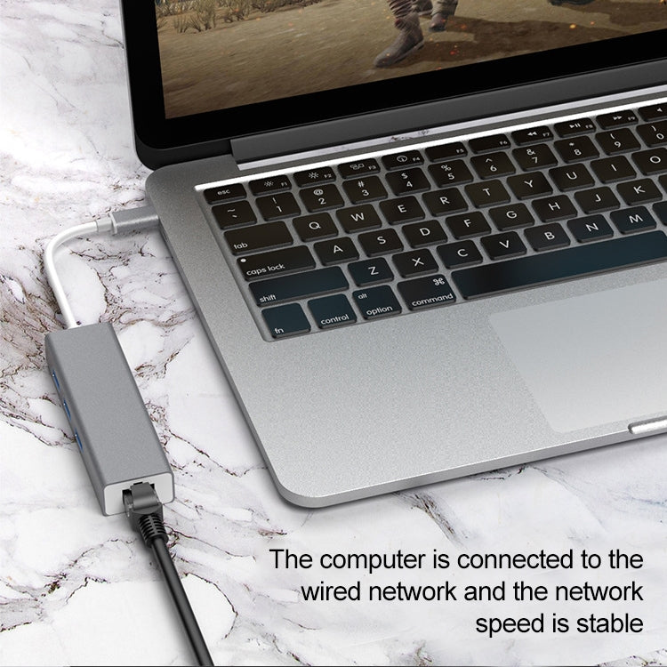 HUB convertitore adattatore da USB-C/Tipo-C a Fast Ethernet RJ45 e 3 x USB 3.0, Fast Ethernet