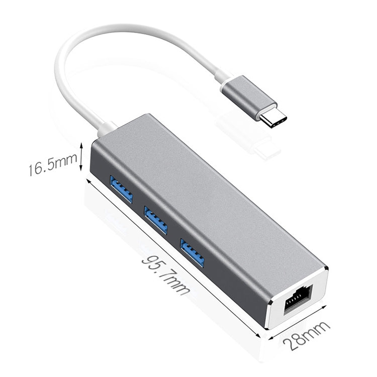 Adattatore USB-C a Gigabit Ethernet RJ45 e 3 USB 3.0