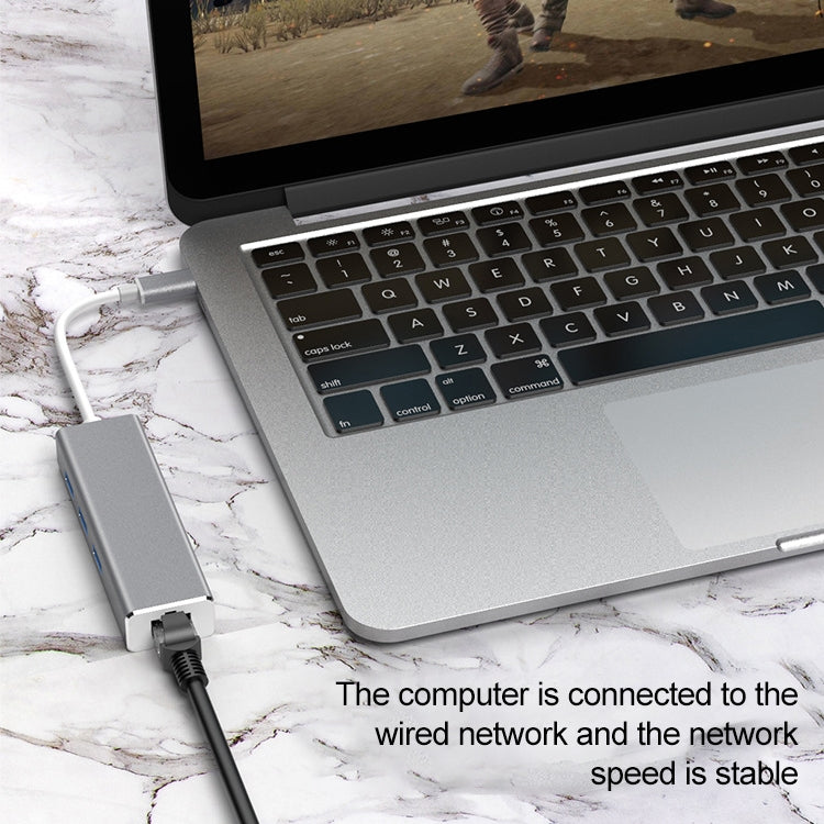 Adattatore USB-C a Gigabit Ethernet RJ45 e 3 USB 3.0