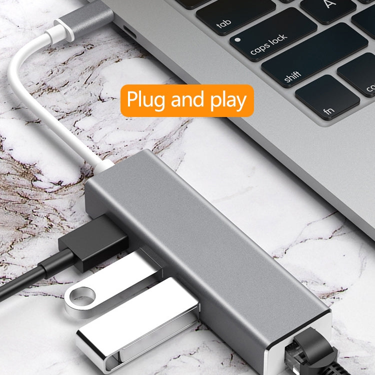 Adattatore USB-C a Gigabit Ethernet RJ45 e 3 USB 3.0