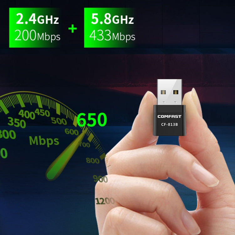 Adattatore di rete USB WiFi Bluetooth dual-band COMFAST CF-813B da 650 Mbps, CF-813B