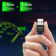 Adattatore di rete USB WiFi Bluetooth dual-band COMFAST CF-813B da 650 Mbps, CF-813B