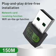 Ricevitore di segnale WiFi adattatore di rete wireless Mini USB da 150 Mbps, 150M