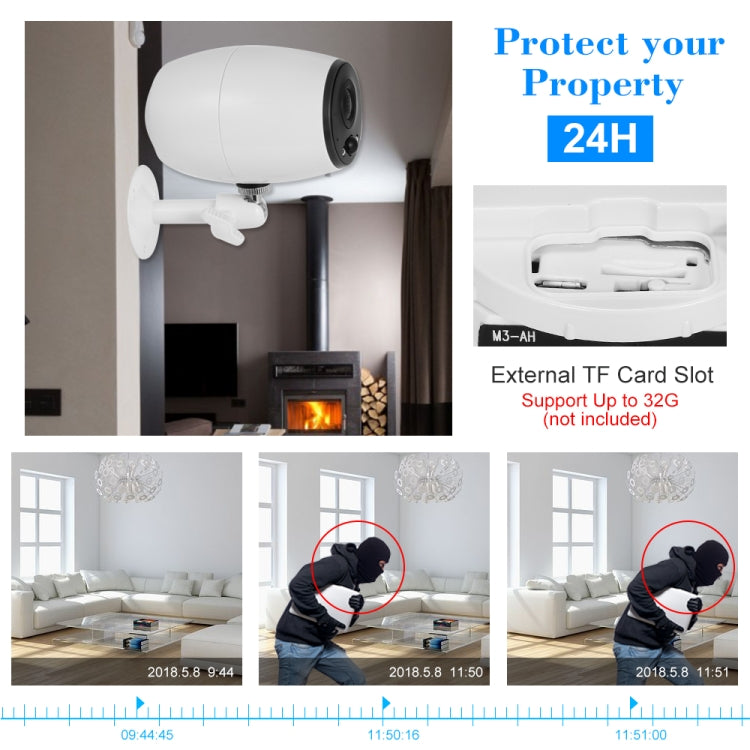 VESAFE VS-DC01 Telecamera IP Wifi Wireless Audio Bidirezionale HD 720P di Sicurezza, Supporta Visione Notturna e Rilevamento PIR e Scheda TF, Impermeabile IP54, VS-DC01