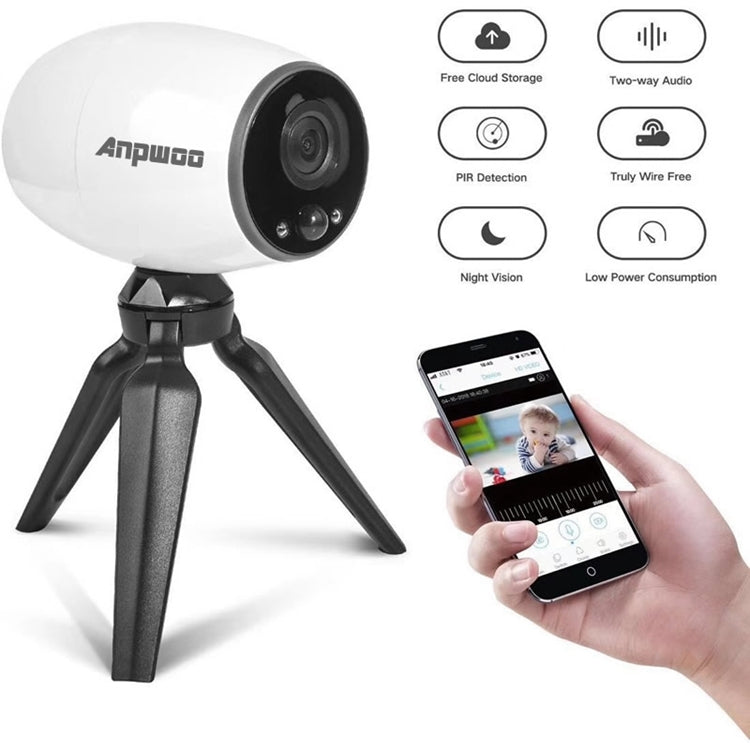 Telecamera IP WiFi Anpwoo Cannon 1.3MP 960P 1/3 pollici CMOS HD con supporto per treppiede, supporto rilevamento movimento/visione notturna, Cannon