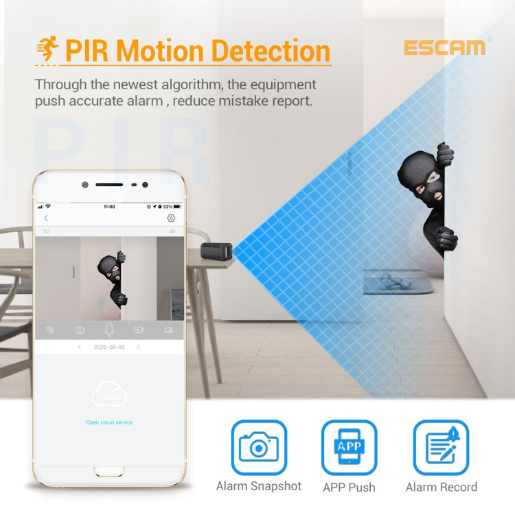 Telecamera IP WiFi ESCAM G18 1080P Full HD con batteria ricaricabile, supporto visione notturna/rilevamento movimento PIR/scheda TF/audio bidirezionale, G18