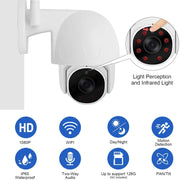 Tuya QX45 1080P Full HD IP65 Telecamera IP wireless impermeabile 2.4G, supporto Amazon Alexa e Google Home e rilevamento del movimento, audio bidirezionale, visione notturna e scheda TF, presa americana, Support Amazon Alexa & Google Home