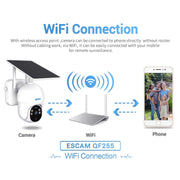 ESCAM QF255 Telecamera solare WiFi HD 1080P da 2,0 milioni di pixel, supporto vocale bidirezionale e rilevamento del movimento PIR, visione notturna e scheda TF, QF255