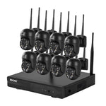 ESCAM WNK618 Sistema di sicurezza NVR HD con telecamera dome wireless a 8 canali da 3,0 milioni di pixel, supporto per rilevamento del movimento, audio bidirezionale, visione notturna a colori e scheda TF, presa EU, WNK618