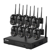 ESCAM WNK618 Sistema di sicurezza NVR HD con telecamera dome wireless a 8 canali da 3,0 milioni di pixel, supporto per rilevamento del movimento, audio bidirezionale, visione notturna a colori e scheda TF, presa EU, WNK618