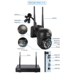 ESCAM WNK618 Sistema di sicurezza NVR HD con telecamera dome wireless a 8 canali da 3,0 milioni di pixel, supporto per rilevamento del movimento, audio bidirezionale, visione notturna a colori e scheda TF, presa EU, WNK618