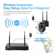 ESCAM WNK618 Sistema di sicurezza NVR HD con telecamera dome wireless a 8 canali da 3,0 milioni di pixel, supporto per rilevamento del movimento, audio bidirezionale, visione notturna a colori e scheda TF, presa EU, WNK618