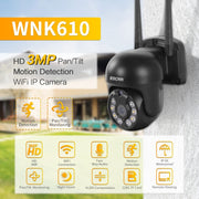 ESCAM WNK610 Telecamera IP dome wireless da 3,0 milioni di pixel, supporta rilevamento del movimento, audio bidirezionale, visione notturna a colori e scheda TF, presa EU, WNK610