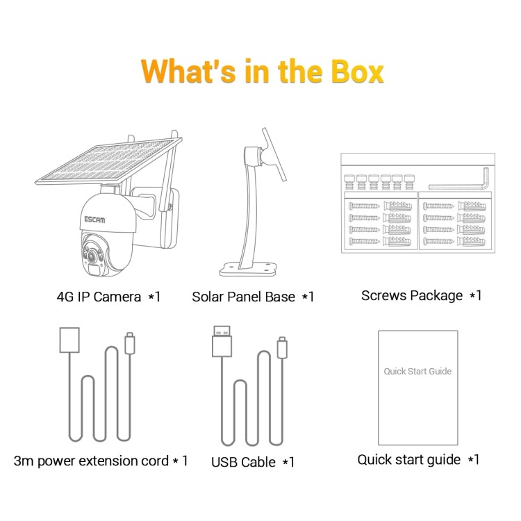 ESCAM QF450 HD 1080P 4G Versione UE Telecamera IP ad energia solare con memoria 128G, supporto audio bidirezionale e rilevamento del movimento PIR, visione notturna e scheda TF, with 128G Memory