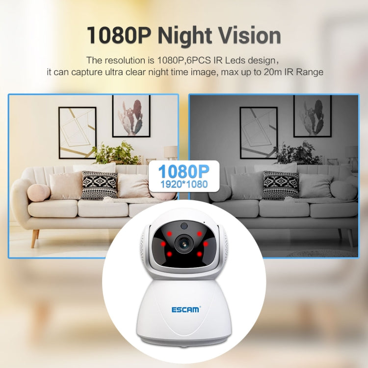 Telecamera IP WiFi ESCAM PT201 HD 1080P con visione notturna