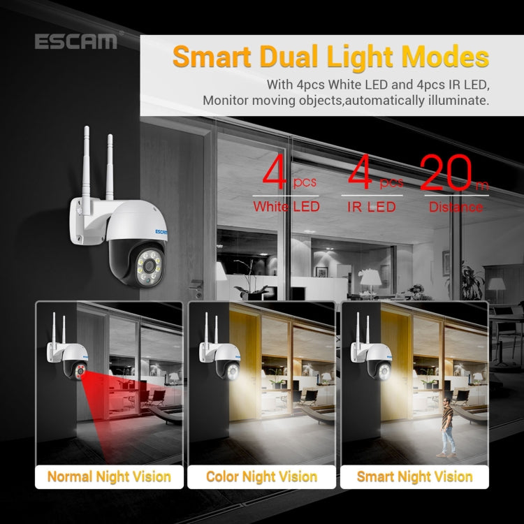 Telecamera IP WiFi ESCAM PT207 HD 1080P, supporto audio bidirezionale/rilevamento movimento/visione notturna/scheda TF, PT207