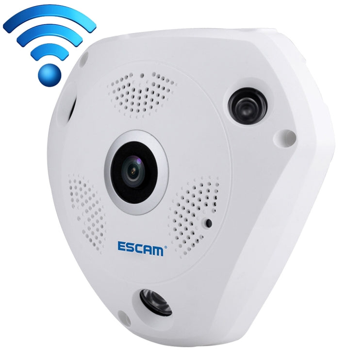 ESCAM Shark QP180 960P Obiettivo Fisheye da 360 gradi Telecamera IP WiFi da 1,3 MP, Supporto rilevamento del movimento/Visione notturna, Distanza IR: 10 m, QP180