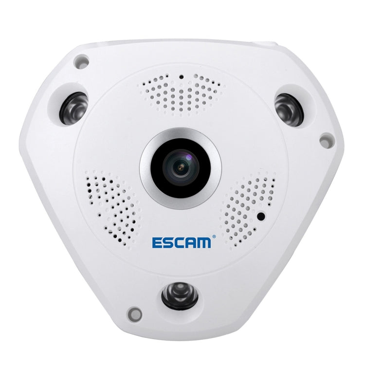 ESCAM Shark QP180 960P Obiettivo Fisheye da 360 gradi Telecamera IP WiFi da 1,3 MP, Supporto rilevamento del movimento/Visione notturna, Distanza IR: 10 m, QP180