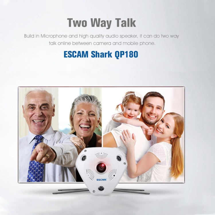 Telecamera IP WiFi ESCAM Shark QP180 960P 360° Fisheye