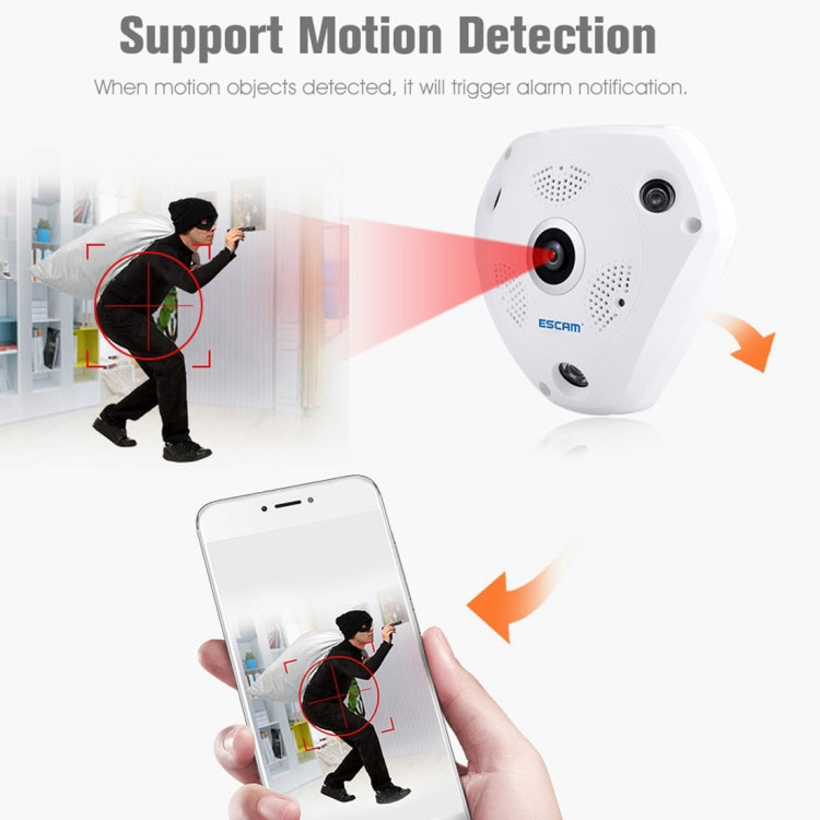Telecamera IP WiFi ESCAM Shark QP180 960P 360° Fisheye