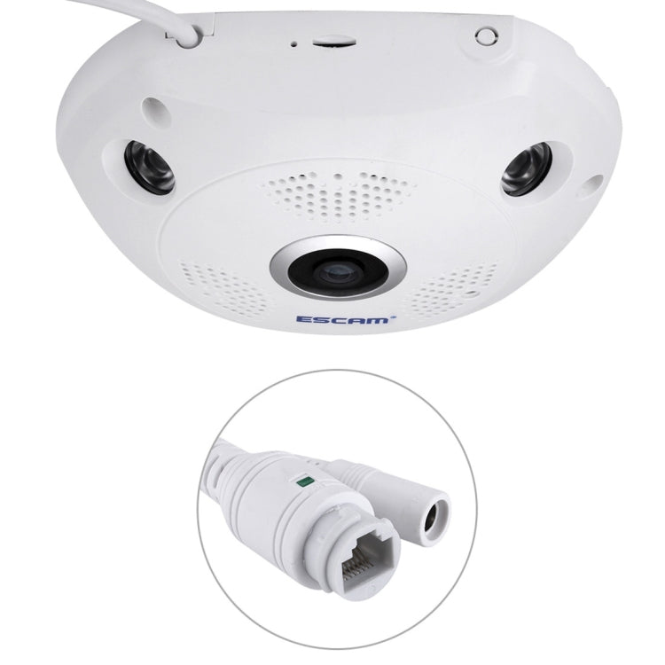 ESCAM Shark QP180 960P Obiettivo Fisheye da 360 gradi Telecamera IP WiFi da 1,3 MP, Supporto rilevamento del movimento/Visione notturna, Distanza IR: 10 m, QP180