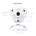 Telecamera IP WiFi ESCAM Shark QP180 960P 360° Fisheye